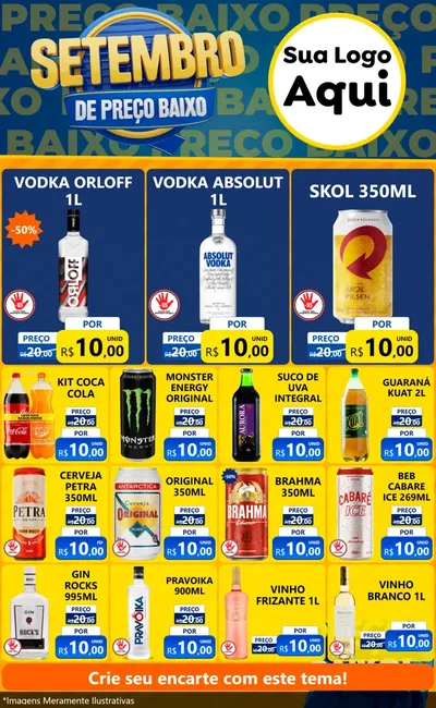 Modelo de Encarte para Encarte Grande com o tema Setembro De Preço Baixo para Distribuidora de bebidas