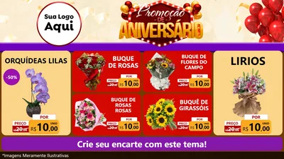 Modelo de TV para TV Horizontal com o tema Promoção de Aniversário para Floricultura e jardim
