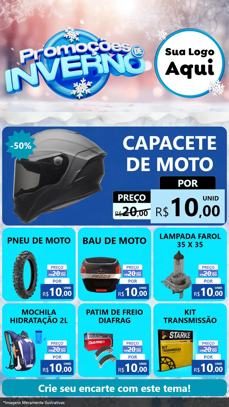 Modelo de Rede Social para Stories com o tema Promoções de Inverno para Moto peças