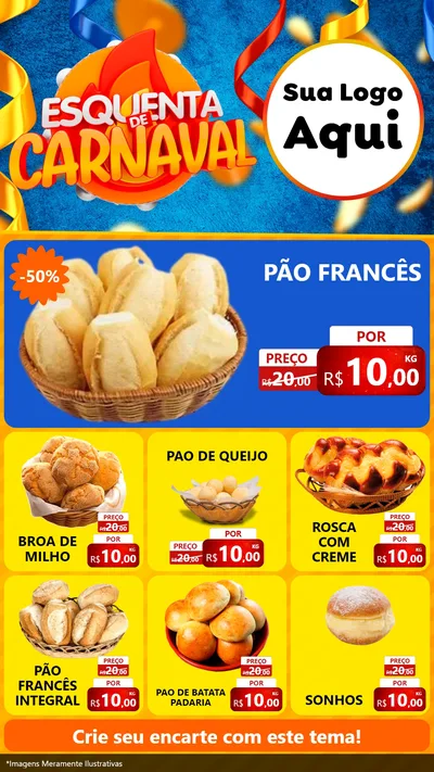 Modelo de Rede Social para Stories com o tema Esquenta de Carnaval para Padaria