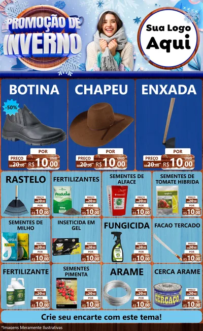 Modelo de Encarte para Encarte Grande com o tema Promoção de Inverno para Agropecuária