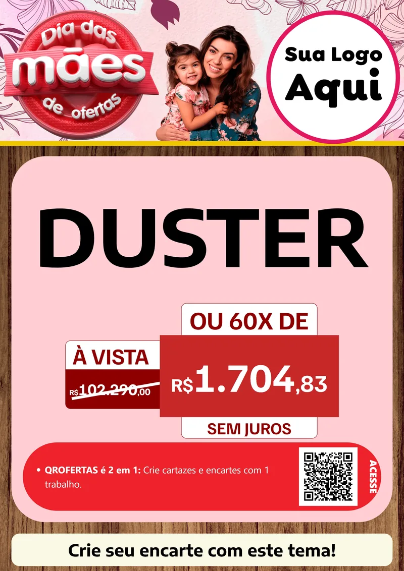 Modelo de Cartaz para Cartaz A4 Vertical com o tema Dia Das Mães De Ofertas para Concessionaria de Carros