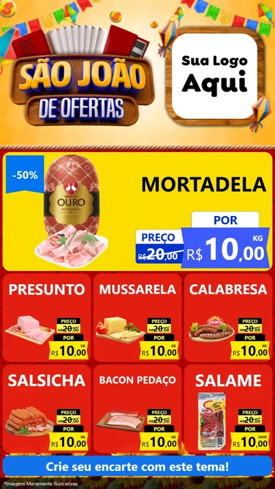 Modelo de Rede Social para Stories com o tema São João de Ofertas para Frios e Laticínios