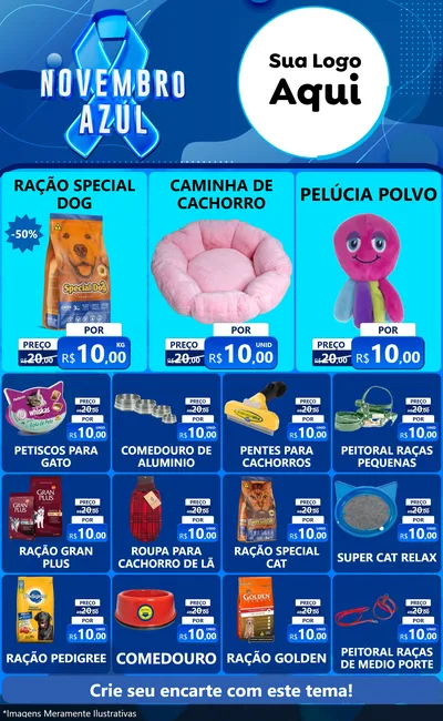 Modelo de Encarte para Encarte Grande com o tema Novembro Azul para Pet Shop