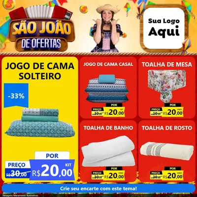Modelo de Rede Social para Feed Facebook com o tema São João de Ofertas para Cama, Mesa e Banho