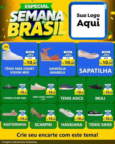 Modelo de Rede Social para Feed Instagram com o tema Especial Semana do Brasil para Calçados