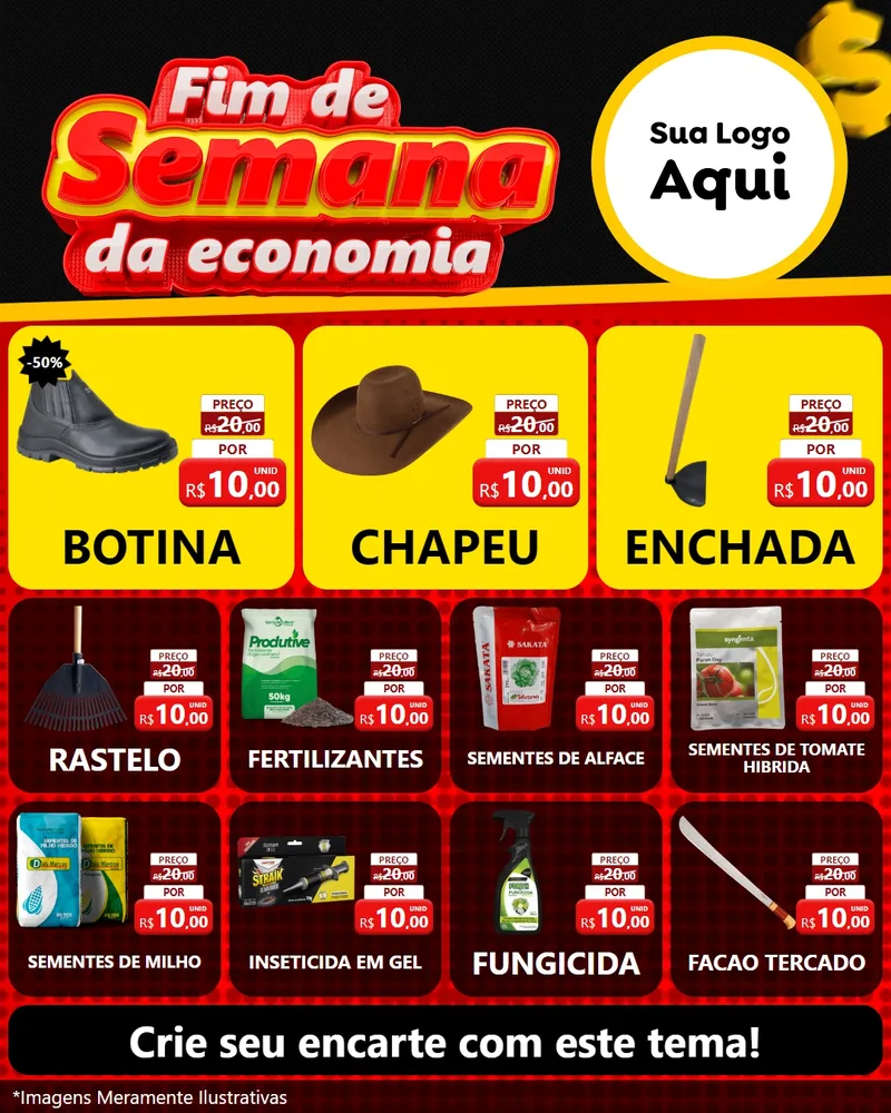 Modelo de Rede Social para Feed Instagram com o tema Fim de Semana da Economia para Agropecuária