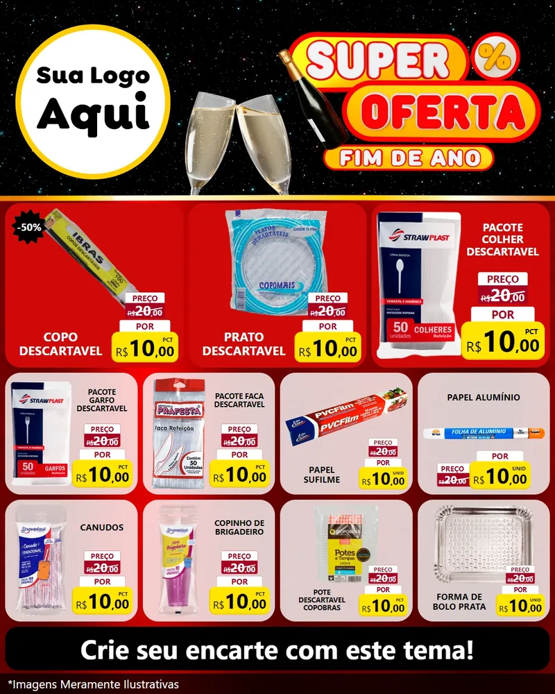 Modelo de Rede Social para Feed Instagram com o tema Super Oferta Fim de Ano para Embalagens