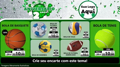 Modelo de TV para TV Horizontal com o tema Promoção de Aniversário - 2 Anos para Artigos Esportivos