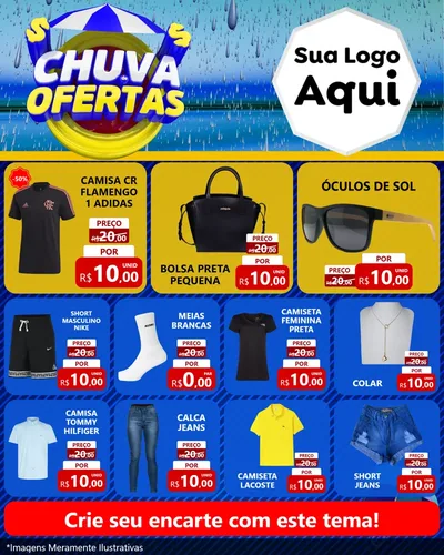 Modelo de Rede Social para Feed Instagram com o tema Chuva de Ofertas para Roupas e acessórios
