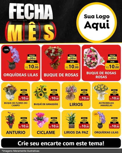 Modelo de Rede Social para Feed Instagram com o tema Fecha Mês para Floricultura e jardim