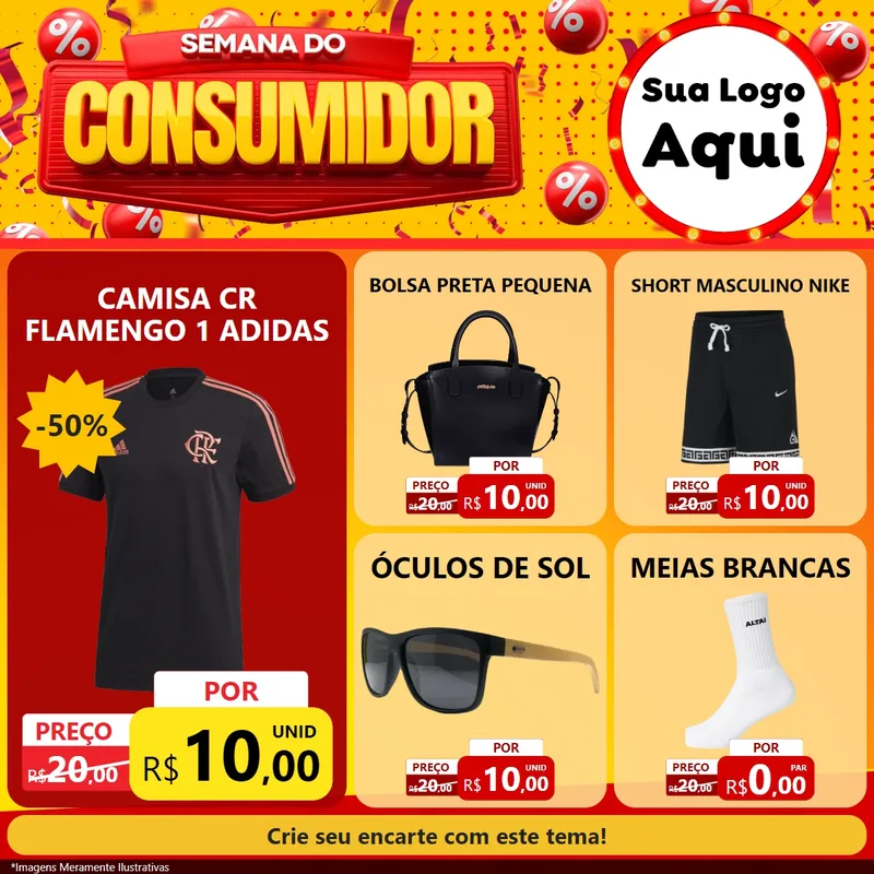 Modelo de Rede Social para Feed Facebook com o tema Semana do Consumidor para Roupas e acessórios