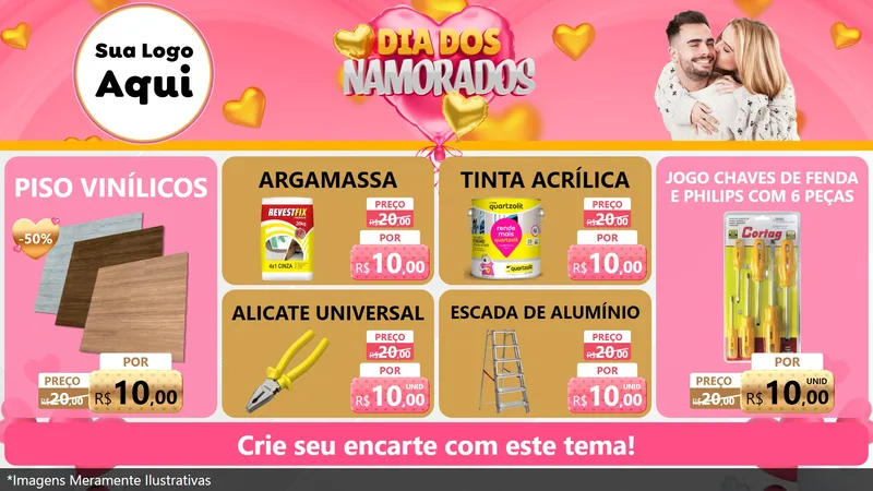 Modelo de TV para TV Horizontal com o tema Dia dos Namorados para Material para Construção