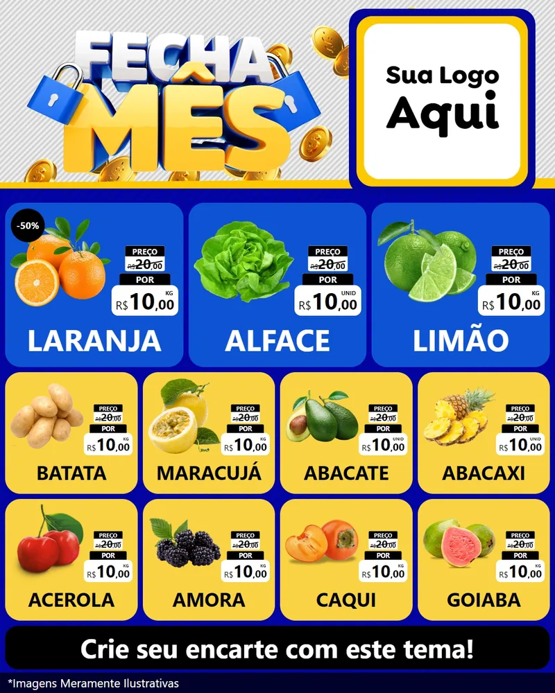 Modelo de Rede Social para Feed Instagram com o tema Fecha Mês para Hortifrúti
