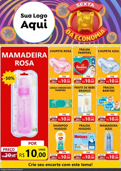 Modelo de Encarte para Encarte A4 Vertical com o tema Sexta da Economia para Bebês