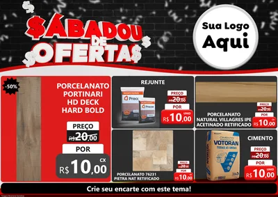 Modelo de Encarte para Encarte A4 Horizontal com o tema Sabadou de Ofertas para Pisos e revestimentos