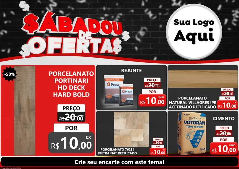 Modelo de Encarte para Encarte A4 Horizontal com o tema Sabadou de Ofertas para Pisos e revestimentos