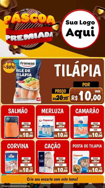 Modelo de Rede Social para Stories com o tema Páscoa Premiada para Peixaria