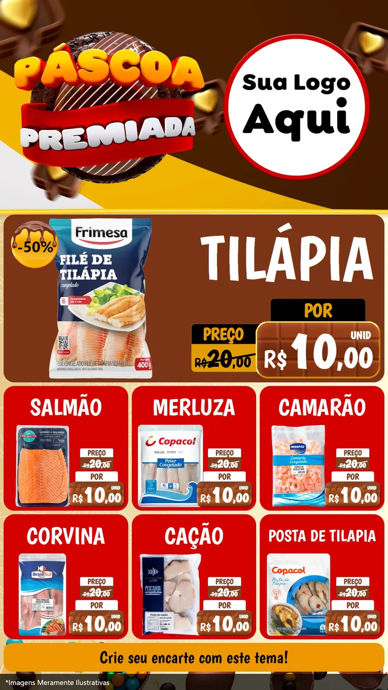 Modelo de Rede Social para Stories com o tema Páscoa Premiada para Peixaria
