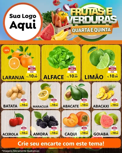 Modelo de Rede Social para Feed Instagram com o tema Frutas e Verduras Quarta e Quinta para Hortifrúti
