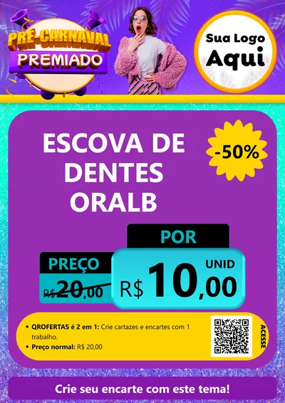 Modelo de Cartaz para Cartaz A4 Vertical com o tema Pré-Carnaval Premiado para Higiene Pessoal