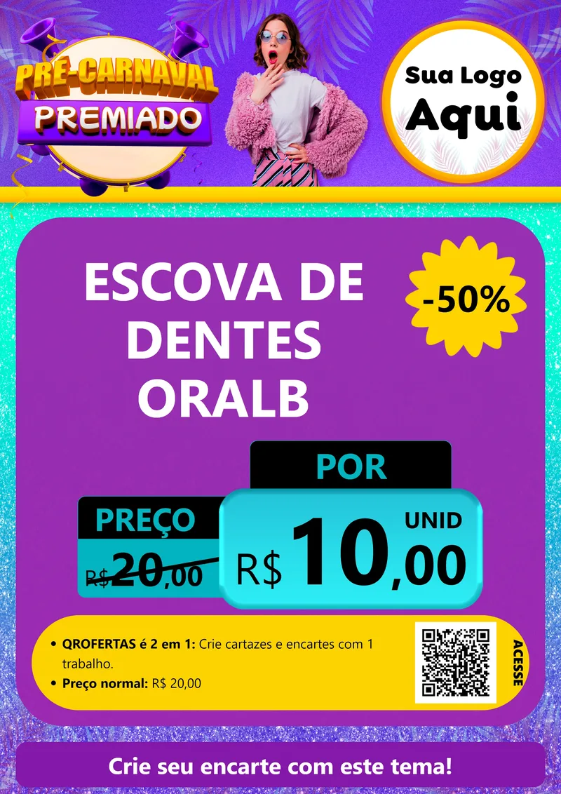 Modelo de Cartaz para Cartaz A4 Vertical com o tema Pré-Carnaval Premiado para Higiene Pessoal
