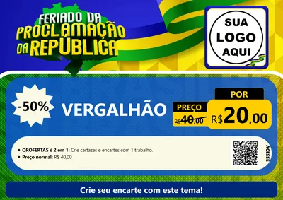 Modelo de Cartaz para Cartaz A4 Horizontal com o tema Feriado da Proclamação da República para Ferragens