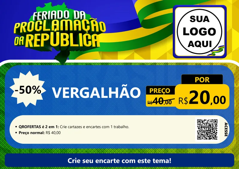 Modelo de Cartaz para Cartaz A4 Horizontal com o tema Feriado da Proclamação da República para Ferragens