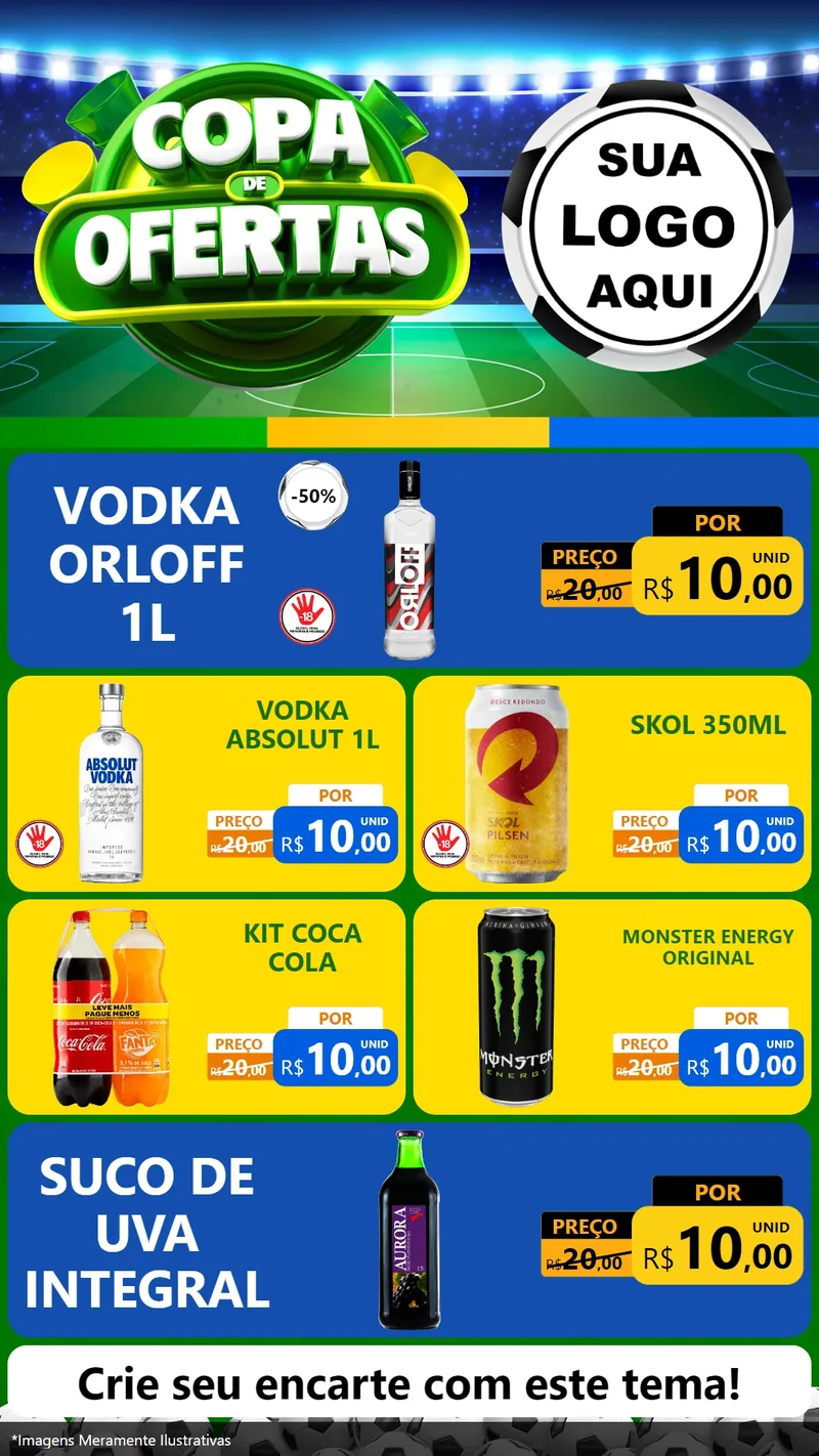 Modelo de TV para TV Vertical com o tema Copa de Ofertas para Distribuidora de bebidas