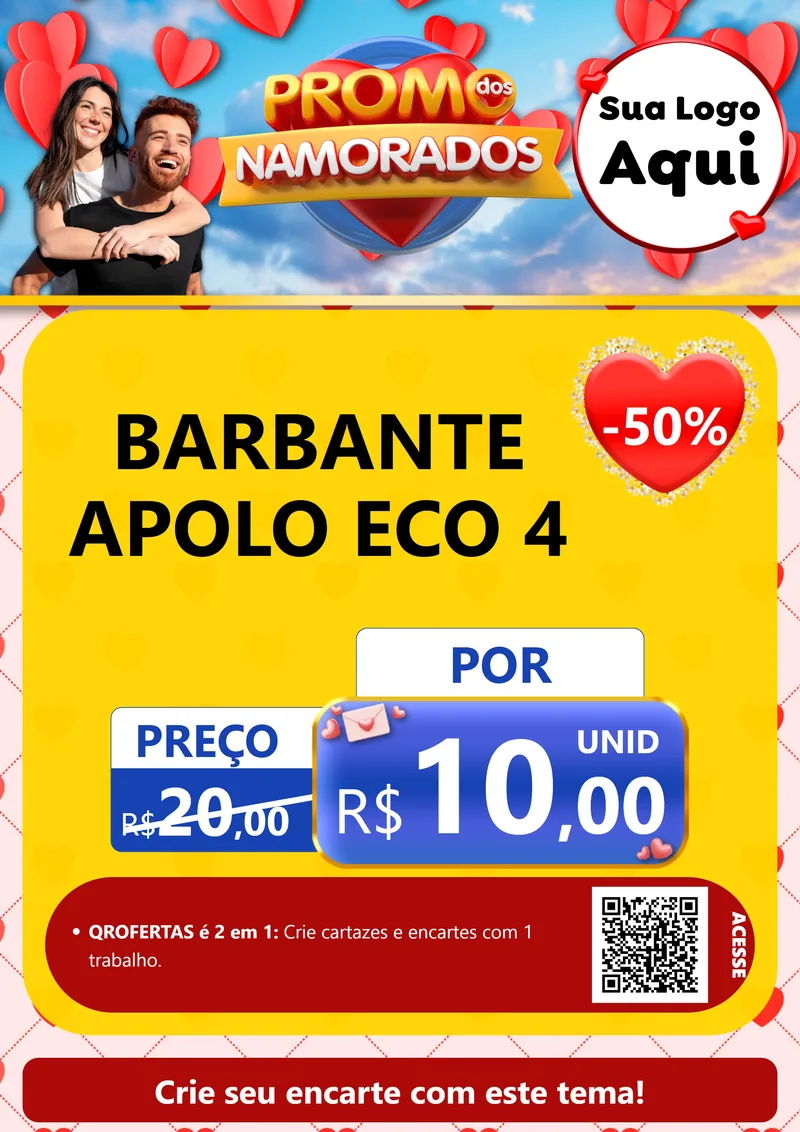 Modelo de Cartaz para Cartaz A4 Vertical com o tema Promo dos Namorados para Armarinho e Aviamentos