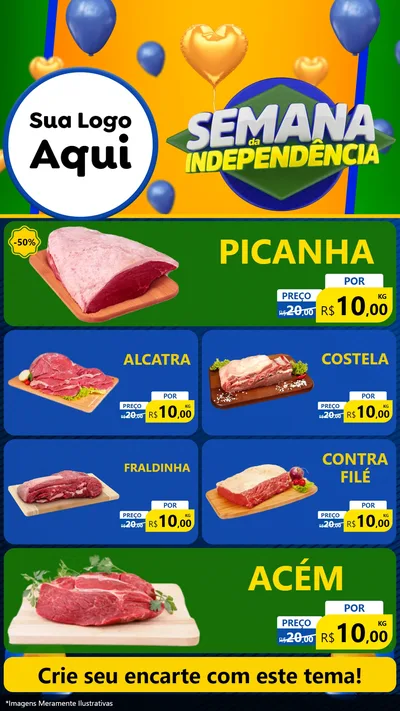 Modelo de TV para TV Vertical com o tema Semana da Independência para Açougue