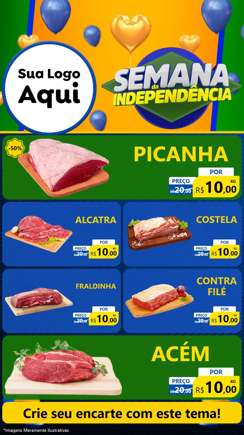 Modelo de TV para TV Vertical com o tema Semana da Independência para Açougue