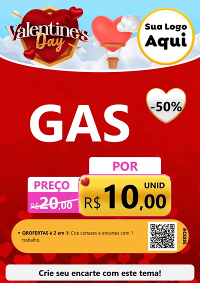 Modelo de Cartaz para Cartaz A4 Vertical com o tema Valentine's Day para Água e gás
