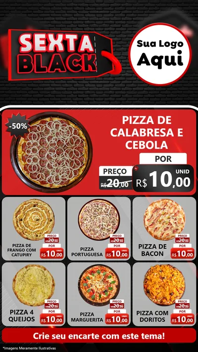 Modelo de Rede Social para Stories com o tema Sexta Black para Pizzaria