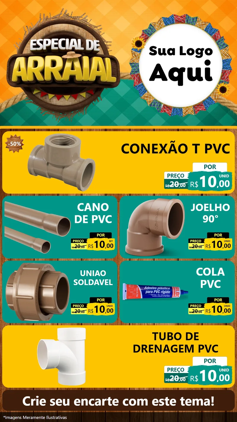Modelo de TV para TV Vertical com o tema Especial De Arraial para Tubos e conexões