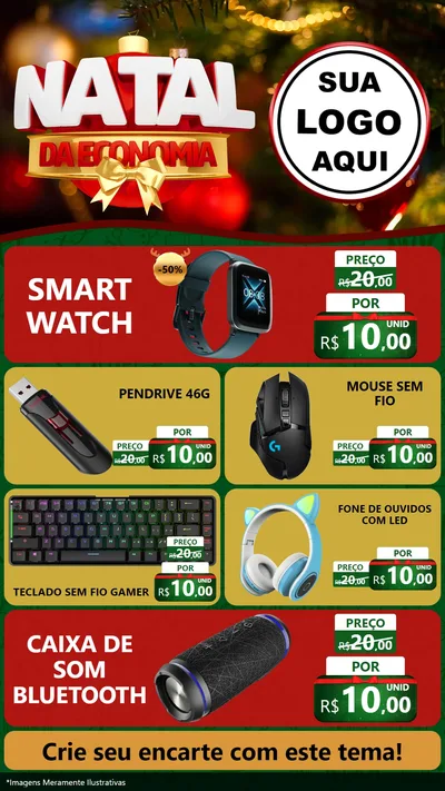 Modelo de TV para TV Vertical com o tema Natal da Economia para Informática