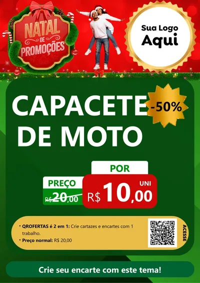 Modelo de Cartaz para Cartaz A4 Vertical com o tema Natal de Promoções para Moto peças