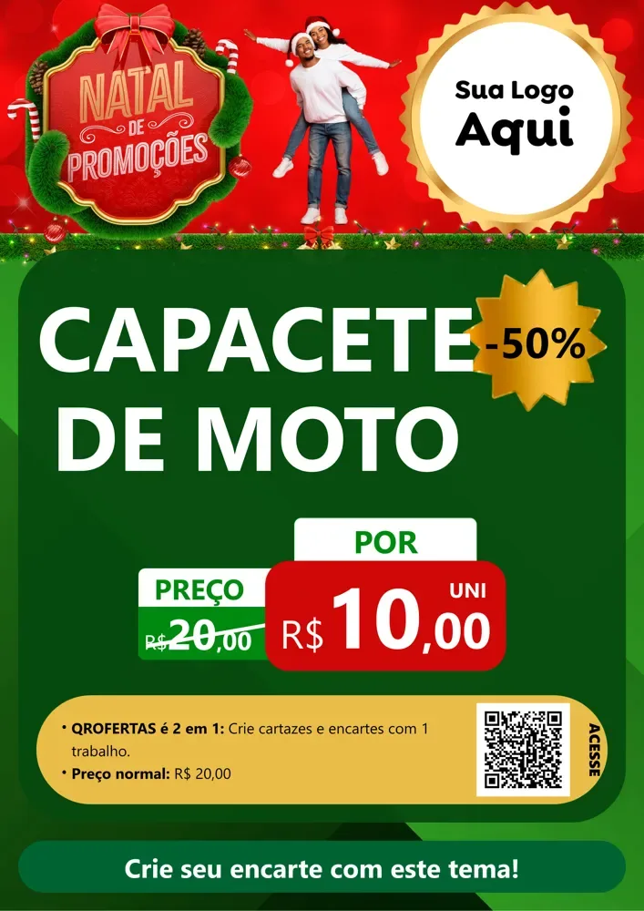 Modelo de Cartaz para Cartaz A4 Vertical com o tema Natal de Promoções para Moto peças