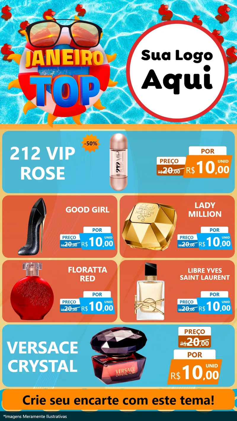 Modelo de TV para TV Vertical com o tema Janeiro Top para Perfumes