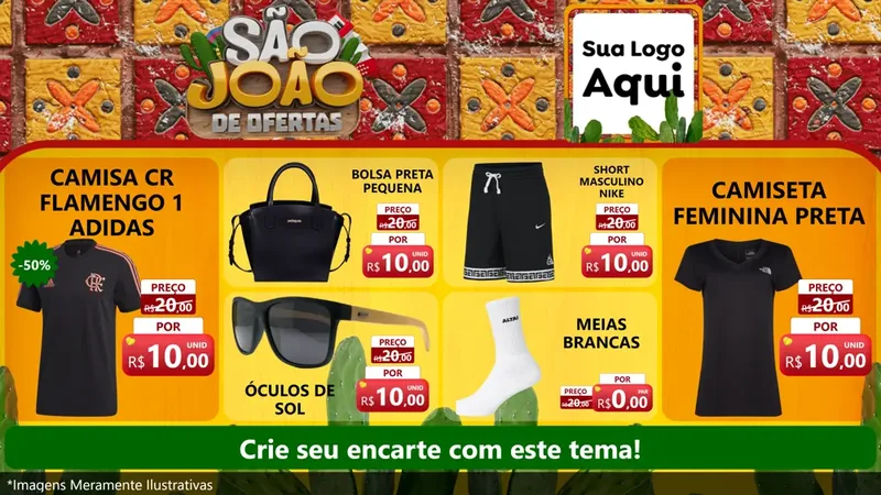 Modelo de TV para TV Horizontal com o tema São João de Muitas Ofertas - Junina para Roupas e acessórios