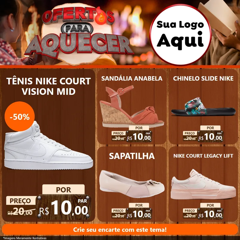 Modelo de Rede Social para Feed Facebook com o tema Ofertas Para Aquecer para Calçados