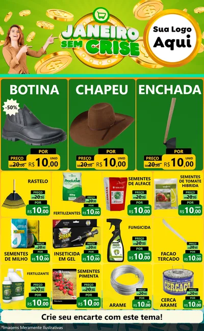 Modelo de Encarte para Encarte Grande com o tema Janeiro Sem Crise para Agropecuária