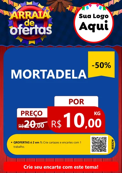 Modelo de Cartaz para Cartaz A4 Vertical com o tema Arraiá de Ofertas para Frios e Laticínios