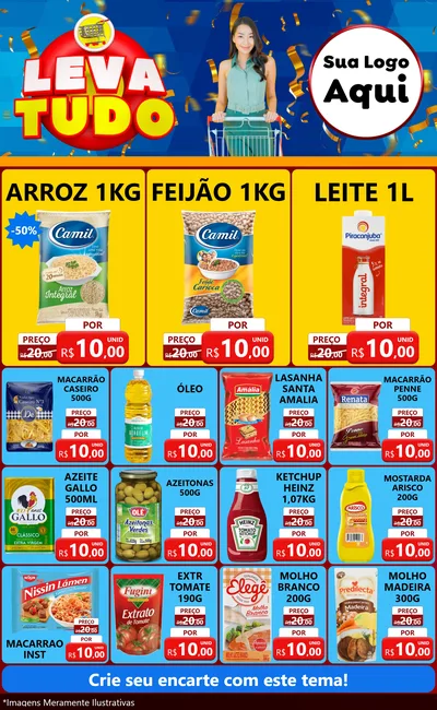 Modelo de Encarte para Encarte Grande com o tema Leva Tudo para Supermercado