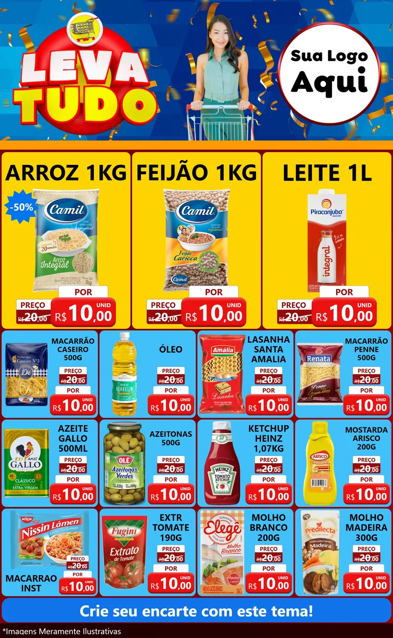 Modelo de Encarte para Encarte Grande com o tema Leva Tudo para Supermercado