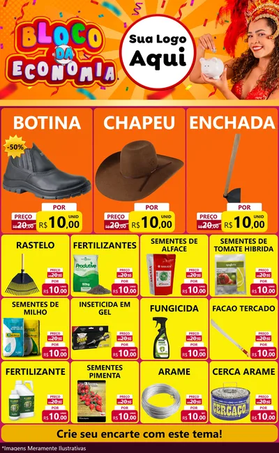 Modelo de Encarte para Encarte Grande com o tema Bloco da Economia para Agropecuária