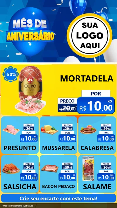 Modelo de Rede Social para Stories com o tema Mês de Aniversário para Frios e Laticínios