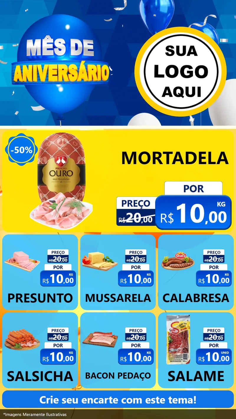 Modelo de Rede Social para Stories com o tema Mês de Aniversário para Frios e Laticínios