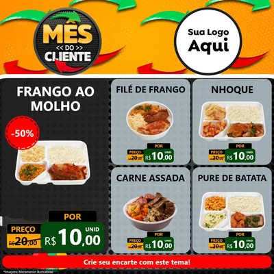 Modelo de Rede Social para Feed Facebook com o tema Mês do Cliente para Restaurante