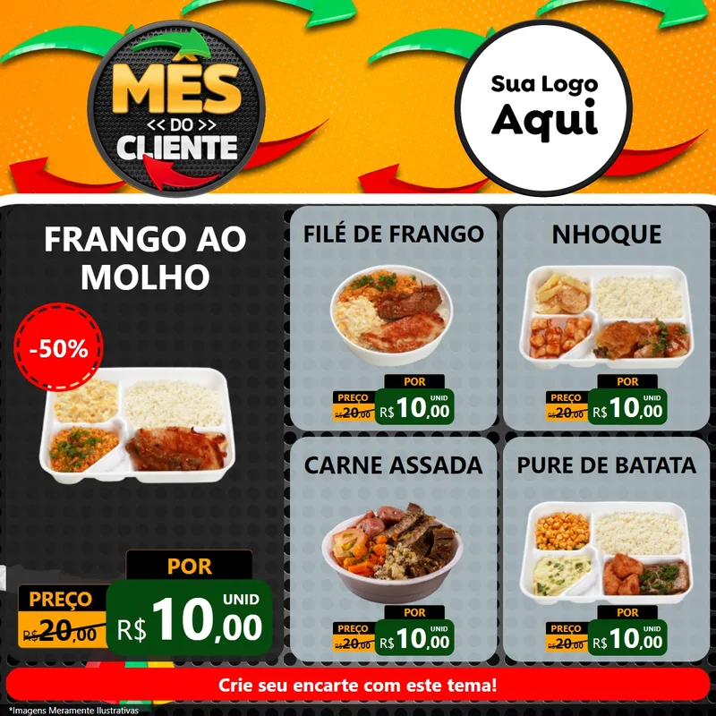 Modelo de Rede Social para Feed Facebook com o tema Mês do Cliente para Restaurante